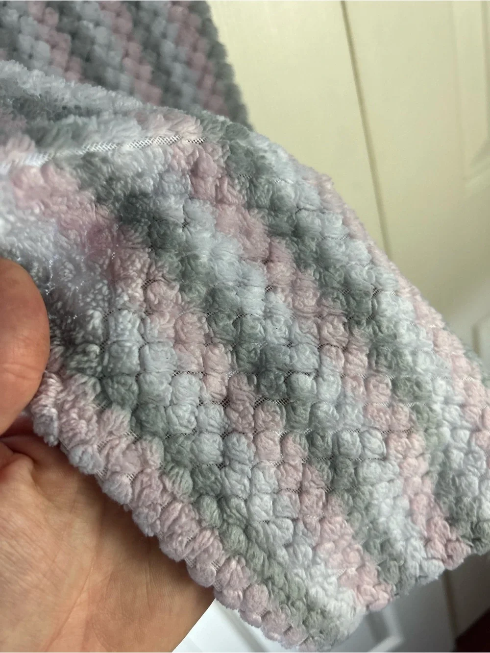 Gentle Steps Pink Gray White Stripes Baby Blanket Lovey Textured